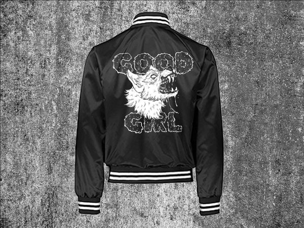Good Girl Black Unisex Satin Baseball Jacket