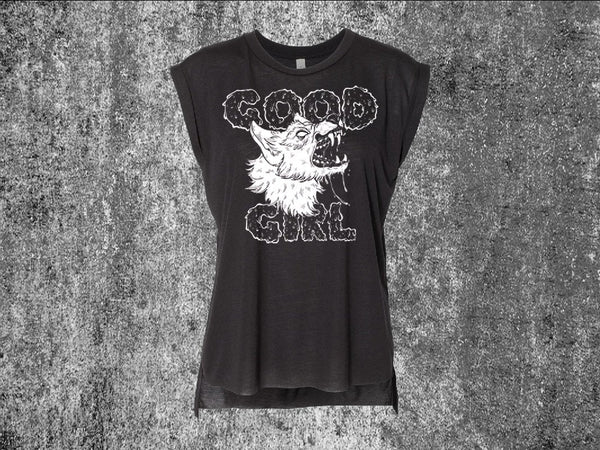 Good Girl Black Women's Flowy Muscle Tank Top
