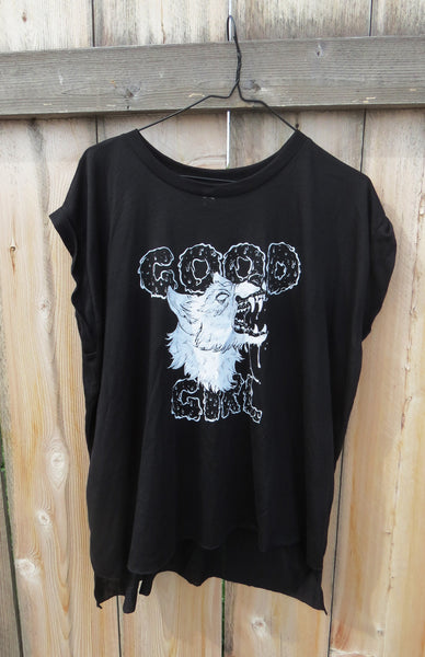 Good Girl Black Women's Flowy Muscle Tank Top