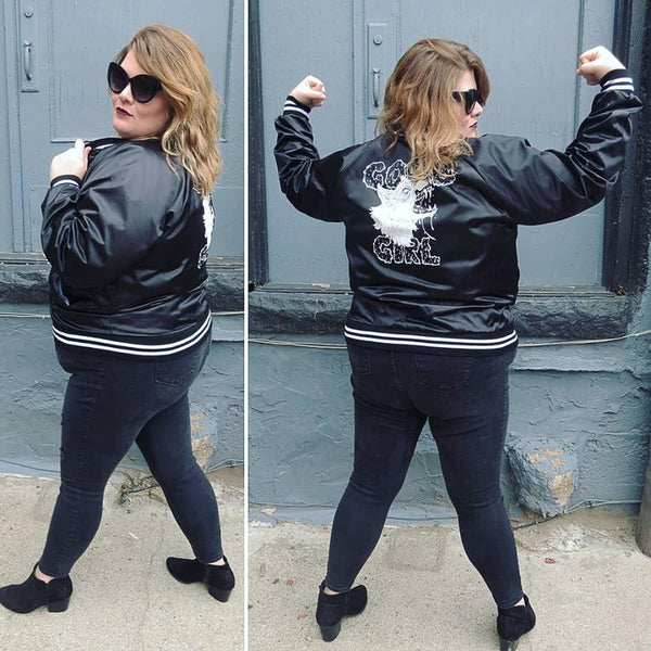 Good Girl Black Unisex Satin Baseball Jacket