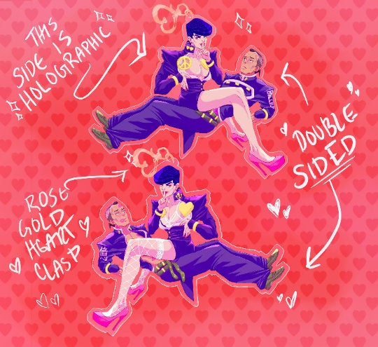JoBros Acrylic Charm Double Sided Josuke x Okuyasu 4" x 3.5"