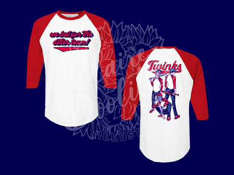 Twinks Baseball 3/4 Length Sleeve Unisex Raglan Pride LGBTQ Shirt