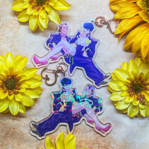 JoBros Acrylic Charm Double Sided Josuke x Okuyasu 4" x 3.5"