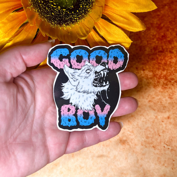 Good Girl Boy Trans Decal 3" Large Laminated Vinyl Decal