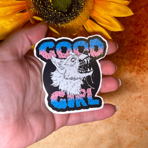 Good Girl Boy Trans Decal 3" Large Laminated Vinyl Decal