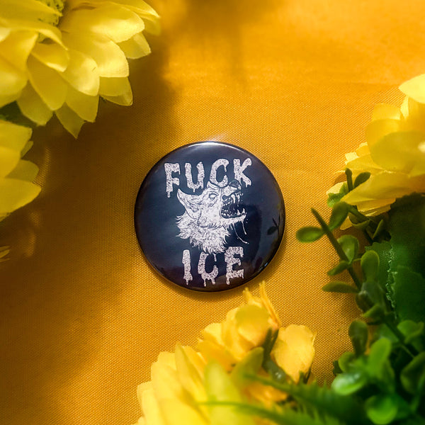 FUCK ICE Pinback Button Magnet Mirror 2.25" Circle