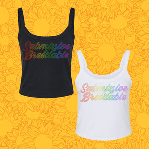 Submissive and Breedable Rainbow Spangle Shiny Crop Tank Top