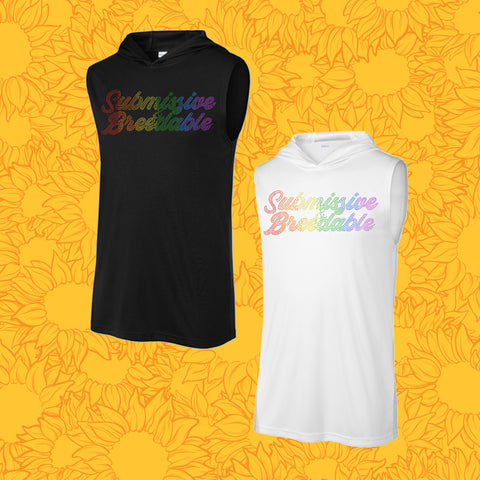 Submissive and Breedable Rainbow Spangle Shiny Hooded Tank Top