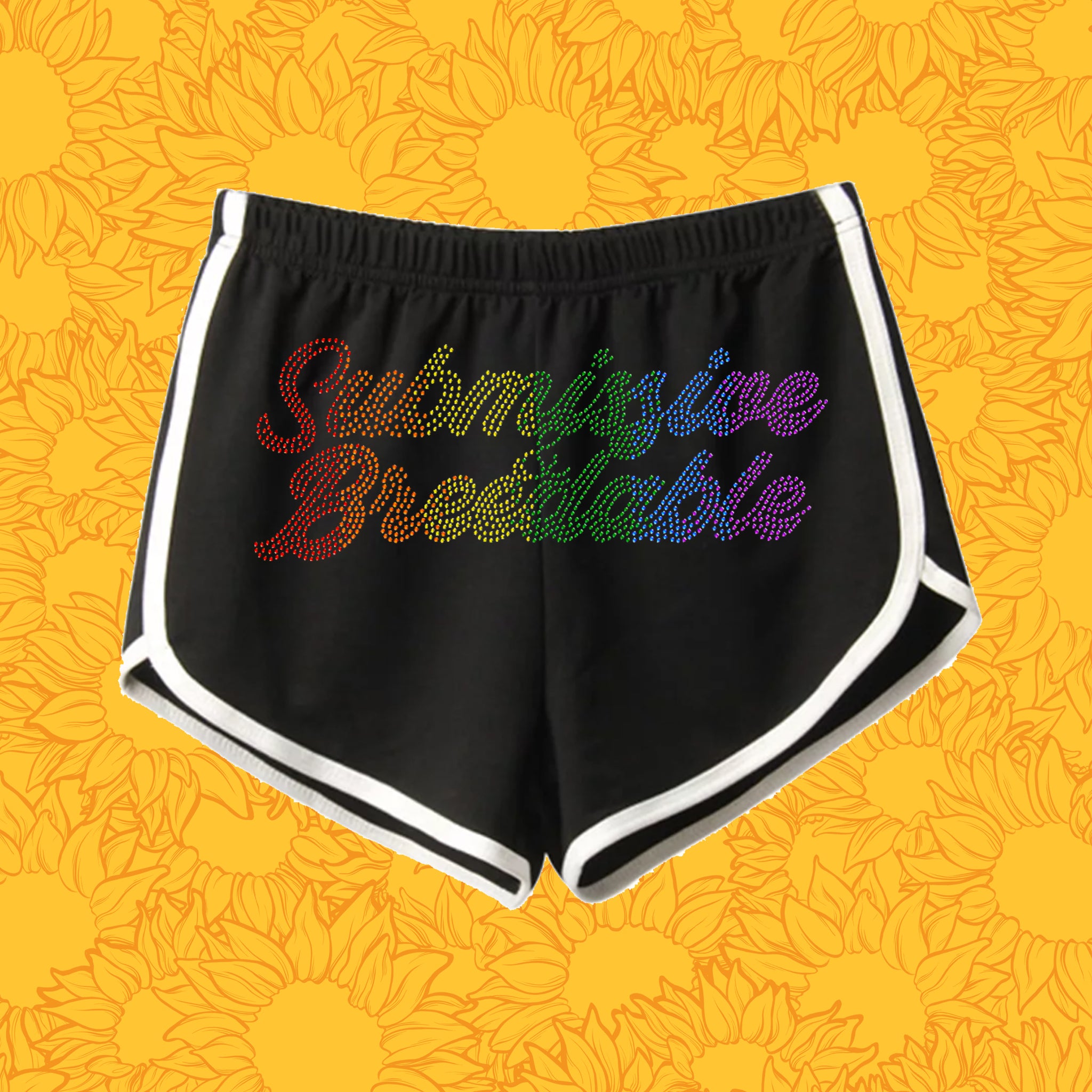 Submissive and Breedable Rainbow Spangle Shiny Booty Shorts