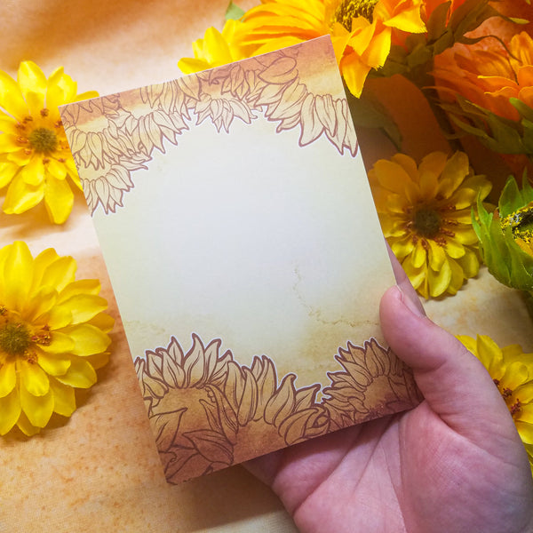 Sunflower Memo Pad 4.125" x 5.5" or 3" x 3"
