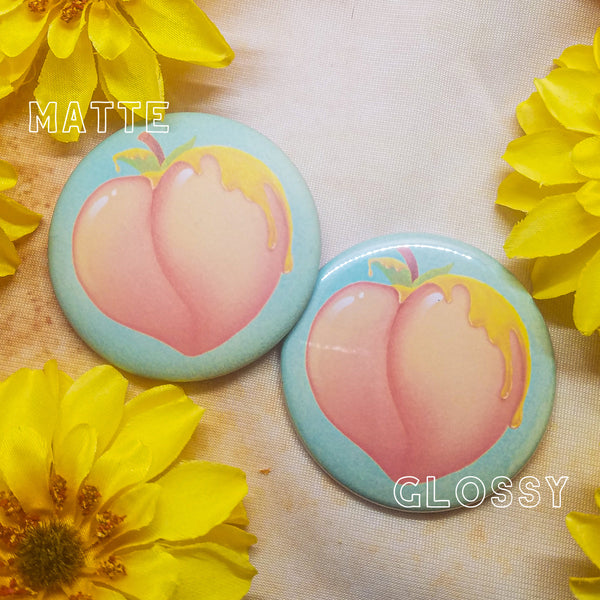 Peach  Pinback Button/Magnet/Pocket Mirror 2.25" Set
