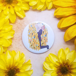 Good Omens The Kiss Klimt Button Magnet Mirror 2.25" Circle