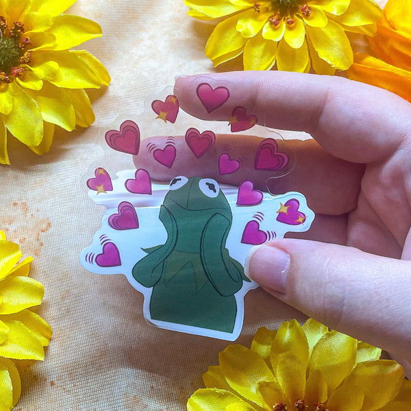 Kermit Heart Emoji Transparent Sticker