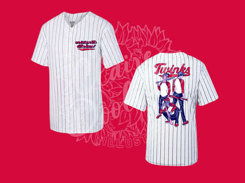 Twinks Pinstripe Button Baseball Jersey Unisex Pride LGBTQ Shirt